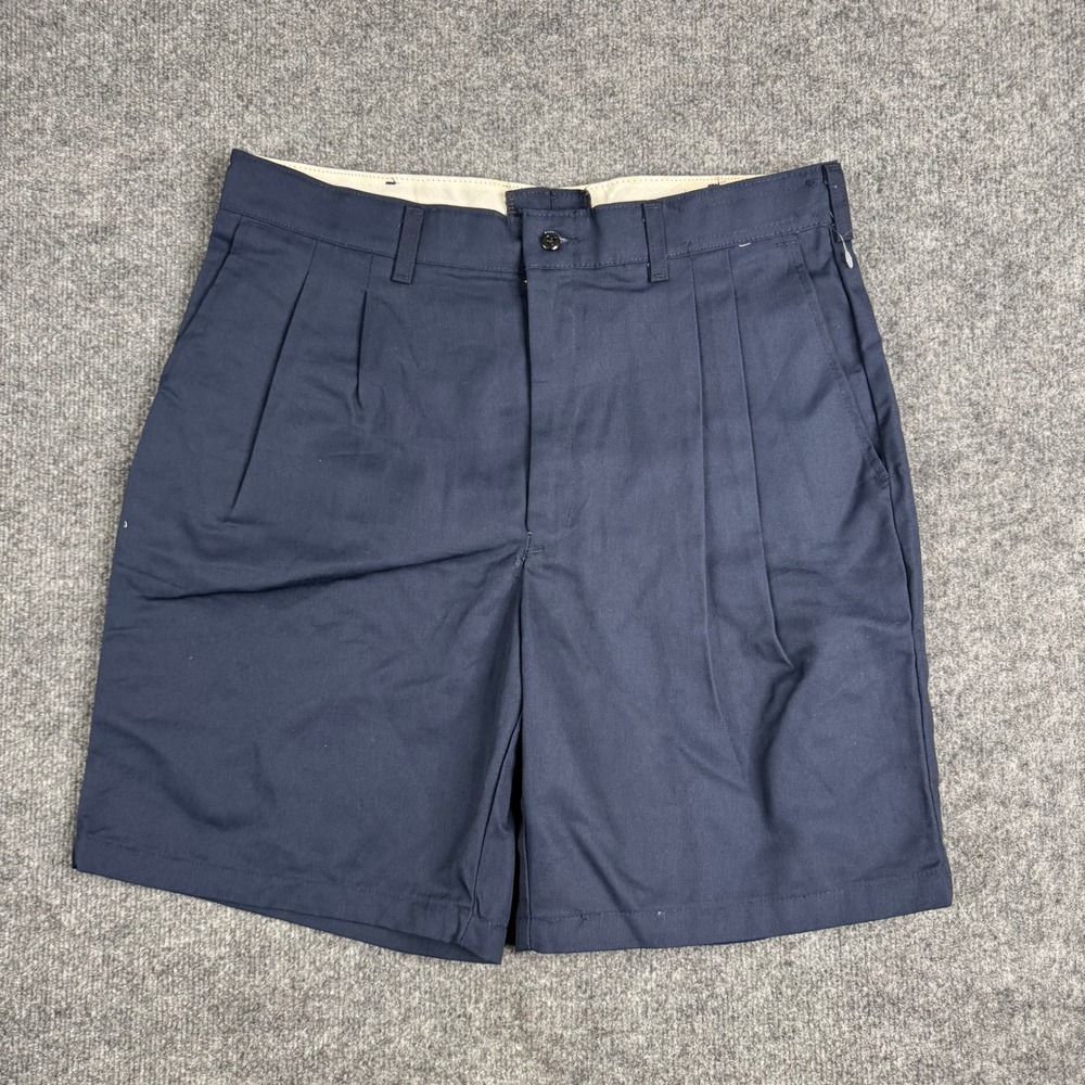 Red Kap Shorts Mens Size 36 Navy Blue Pleated Relaxed Fit Workwear